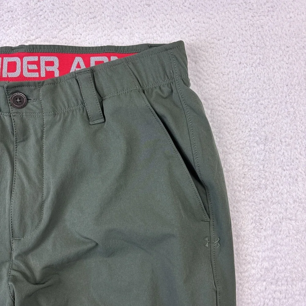 UNDER ARMOUR Mens Performance Golf Pants 34/32 Olive Green Loose Fit Lightweight
